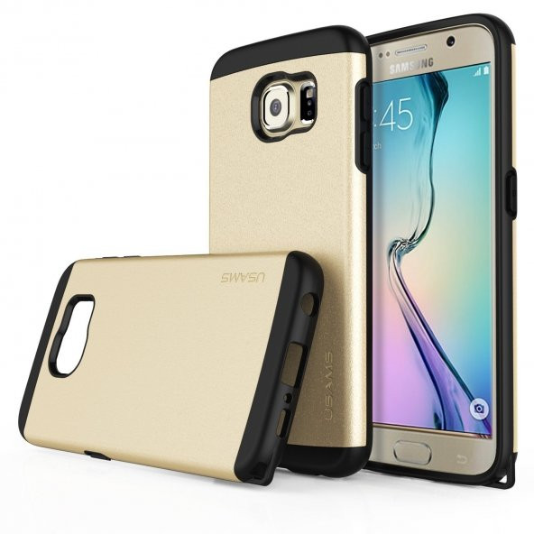 Usams U Series Samsung Galaxy S6 Rubber Kapak -Gold Tam Koruma
