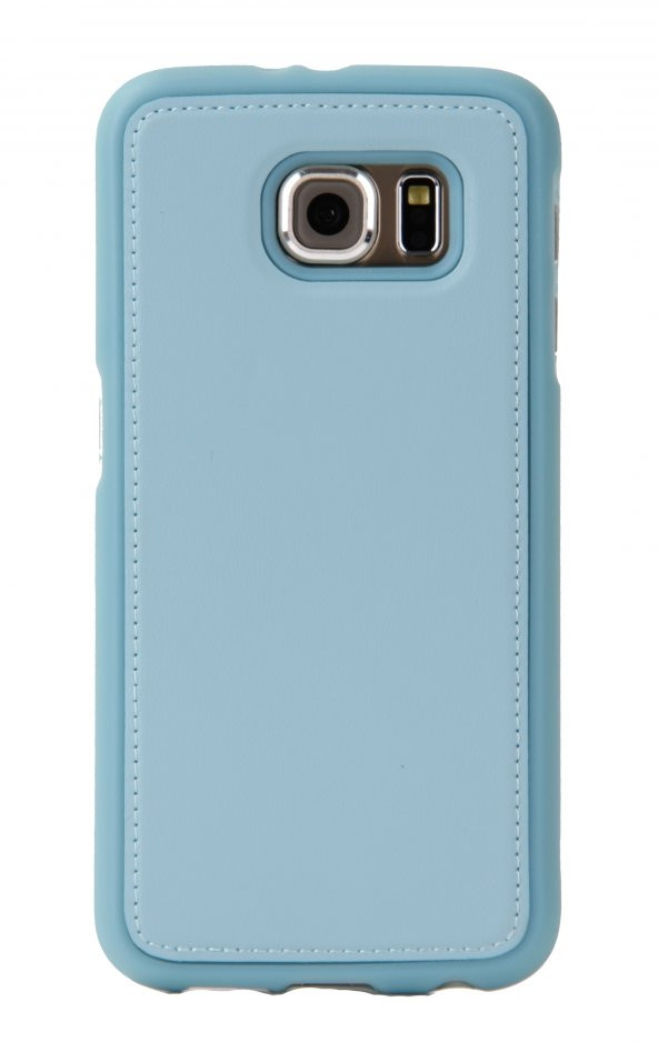 Samsung Galaxy S6 Edge Deri Görünümlü Mavi Kılıf