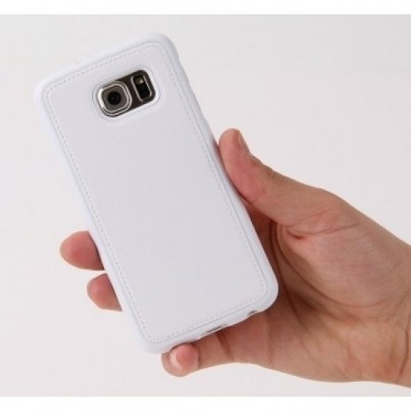 Samsung Galaxy J7 Deri Görünümlü Beyaz Kılıf