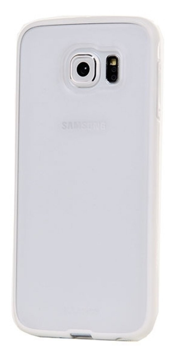 Samsung Galaxy S6 Beyaz Silikon Kenarlı Şeffaf Kılıf