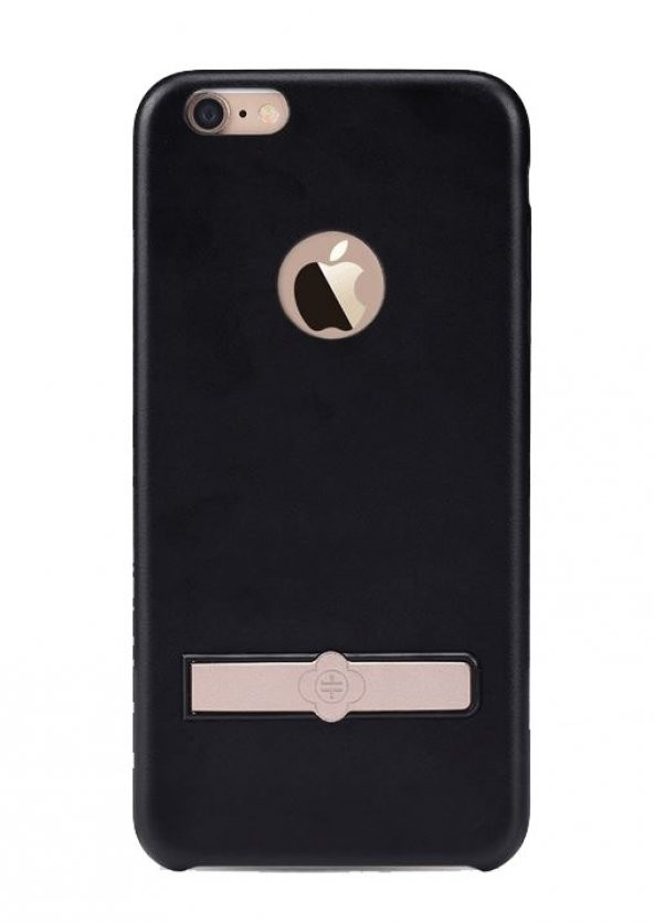 Totu iPhone 6 Plus / 6S Plus Deri Görünümlü Rubber Siyah Kılıf
