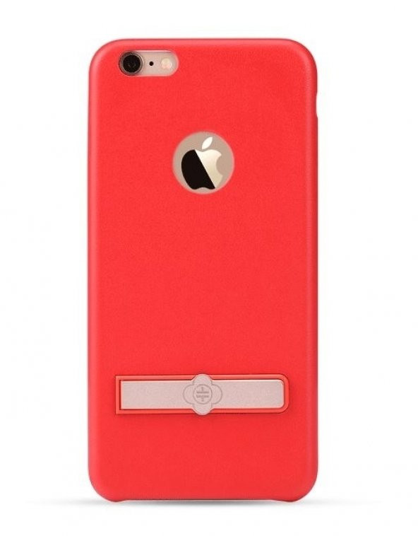 Totu iPhone 6 Plus / 6S Plus Deri Görünümlü Rubber Kırmızı Kılıf