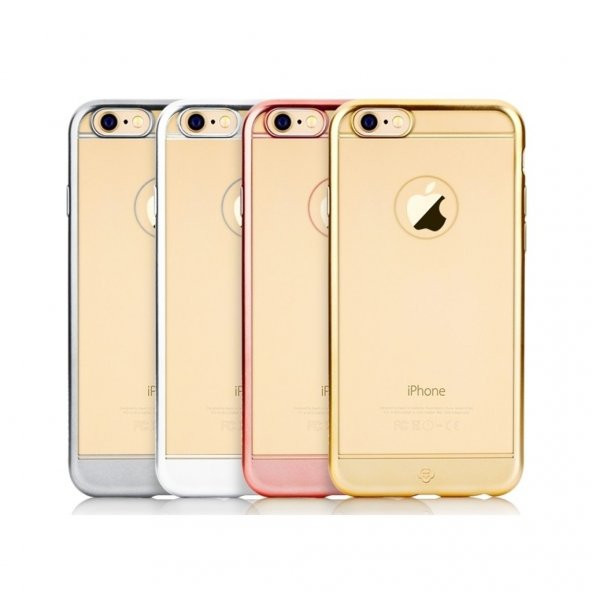 TotuDesing iPhone 6Plus/6SPlus Metalik Kenar Şeffaf Silikon Kılıf