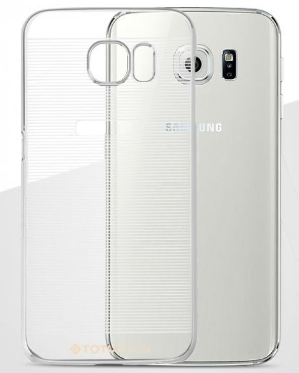 TotuDesing Samsung S6 Metalik Silver Kenarlı Çizgili Kılıf