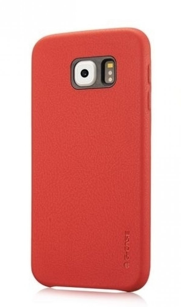 G-Case Samsung Galaxy S6 Deri Görünümlü Kırmızı Rubber Kılıf