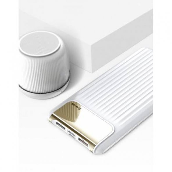 Baseus Thin 10000 Mah Qualcomm 3.0 Hızlı Şarj Cihazı Aleti Taşınabilir Powerbank Beyaz