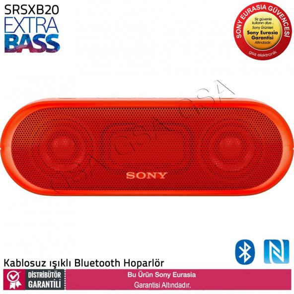 Sony SRS-XB20 Kablosuz Işıklı Extra Bass Bluetooth Hoparlör