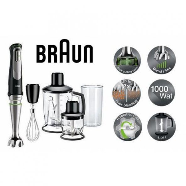 Braun MultiQuick 9 MQ 9045X 1000 W Blender Seti