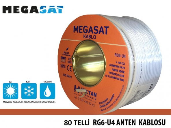 Megasat A RG6 U4 Coaxial Anten Kablosu 100 Metre
