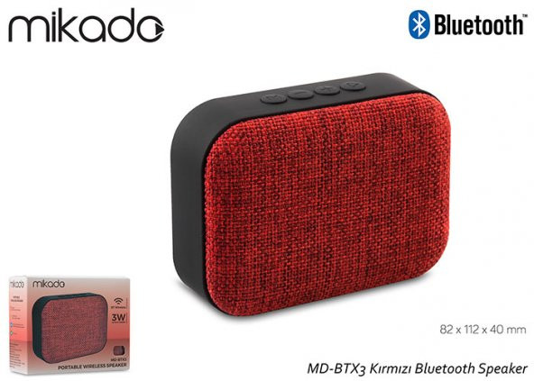 MiKADO MD-BTX3 Kırmızı Bluetooth Speaker