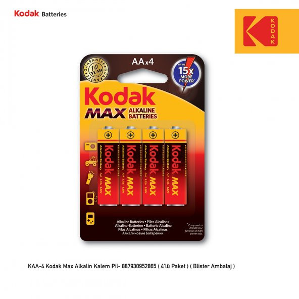 Kodak Max Alkalin Kalem Pil - 4 Adet