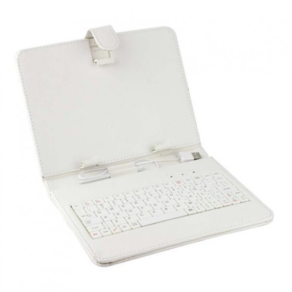 Concord 7"inc Klavyeli Beyaz Deri Tablet Kılıfı S-A2