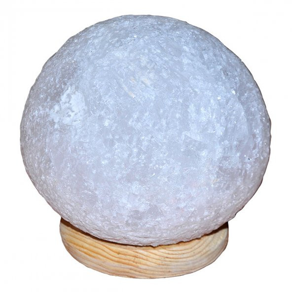 Küre Şekilli Doğal Kaya Tuzu Lambası Kablolu Ampullü Beyaz 4-5 Kg