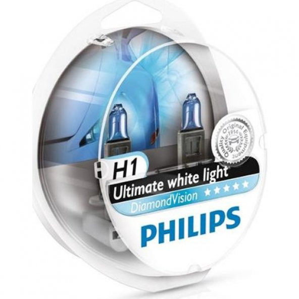 Philips H1 Diamond Vision 12v 55w 5000k- Far Ampul Seti