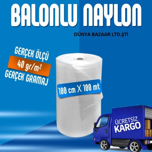 BALONLU NAYLON 100 CM X 100 MT - 40gr/m2