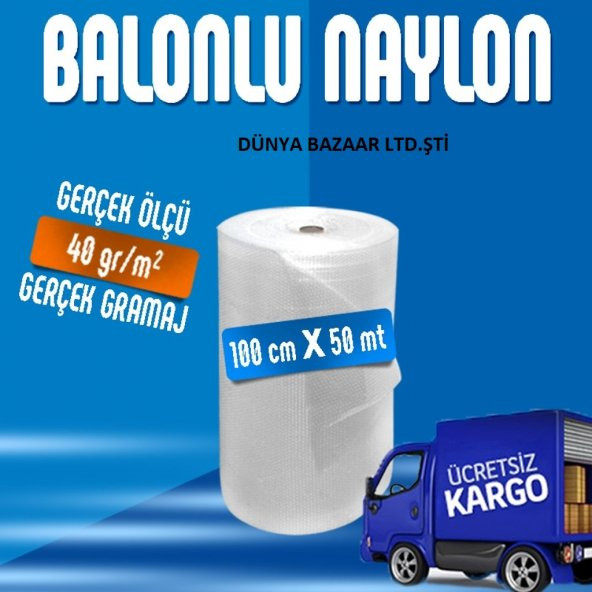 BALONLU NAYLON 100CM x 50 MT - 40gr/m2