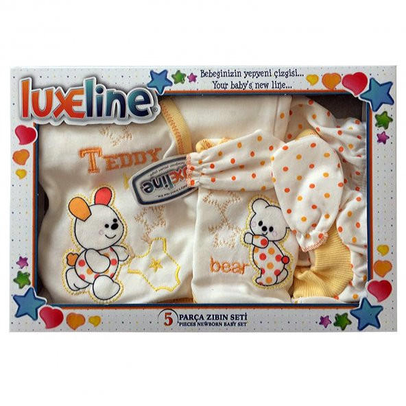 32139-4 LUXELINE - ORGANİK 100 PAMUK 5 Parça Zıbın takımı (SARI) - 2