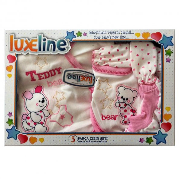 32139-3 LUXELINE - ORGANİK 100 PAMUK 5 Parça Zıbın takımı(PEMBE) - 2