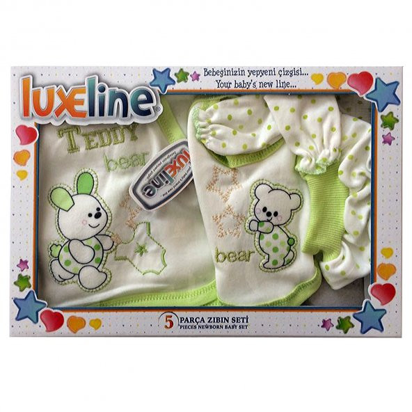 32139-6 LUXELINE - ORGANİK 100PAMUK 5 Parça Zıbın takımı (YEŞİL) - 2