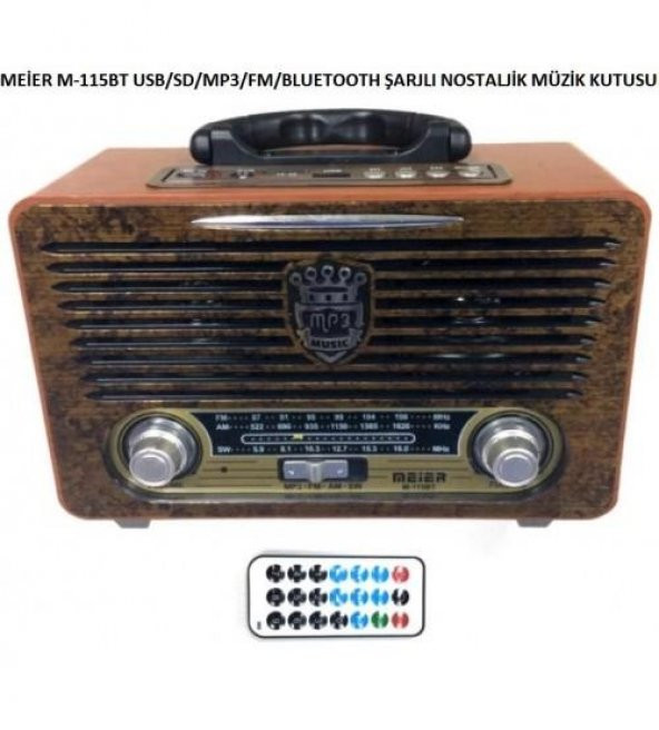 Meier M-115 USB/SD/MP3 Bluetooth Şarjlı Nostaljik Radyo