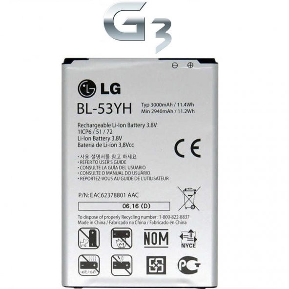 Lg G3 Batarya Pil bl-53yh