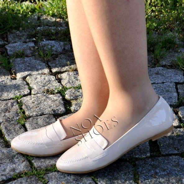Krem Rugan Ayakkabı Bayan Babet Klasik Düz