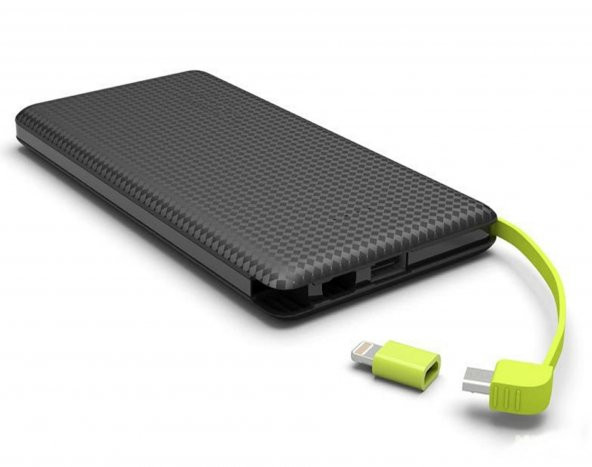 Ultra Slim 6800 mAh Powerbank Kendinden Kablolu Taşınabilir Hızlı Şarj Aleti Cihazı Samsung / iPhone