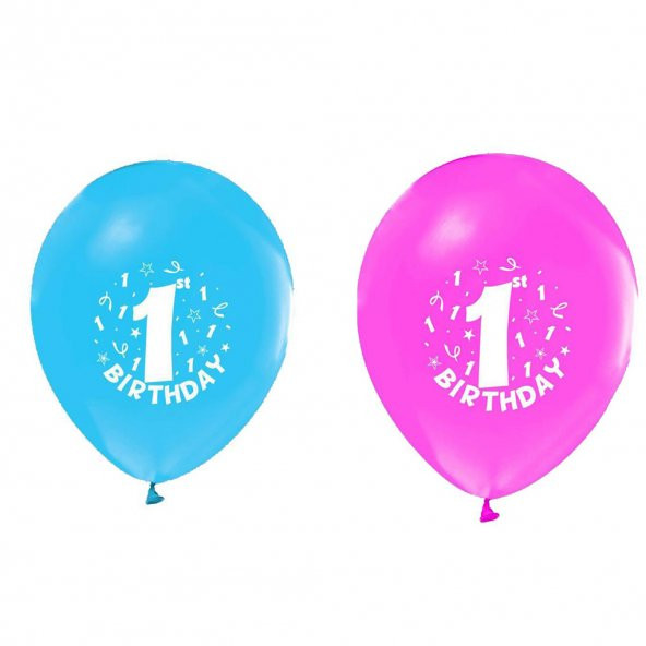 Balon 1+1 Happy Birthday 1 Yaş (20 Adet)