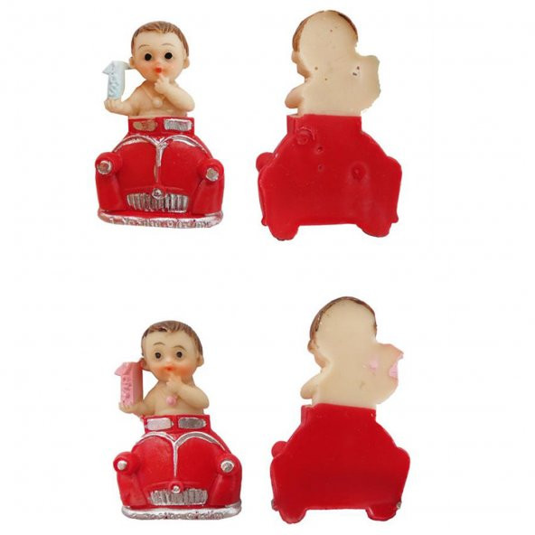 Bebek Şekeri Biblosu Bir Yaş Bebek Kırmızı Arabada (20 Adet)