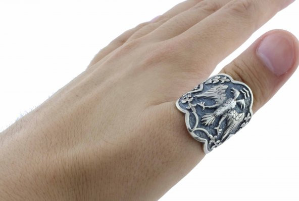 Orjinal Diriliş Ertuğrul Okçu Zihgir Gümüş Başparmak Yüzüğü - Resim 3