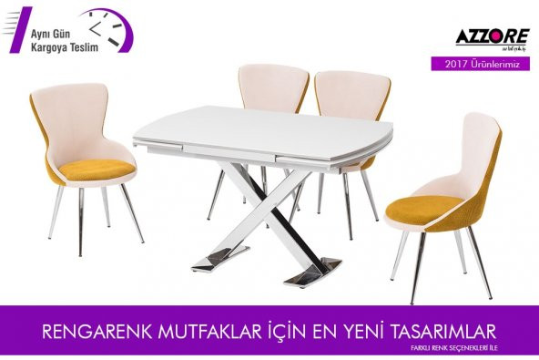 ENZİ EN932 BEYAZ AHŞAP MUTFAK MASASI TAKIMI