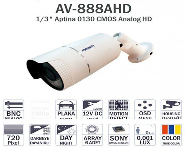 AVENIR AV-888AHD 6 ATOM LED 1,3MP 2,8-12MM LENS KAMERA