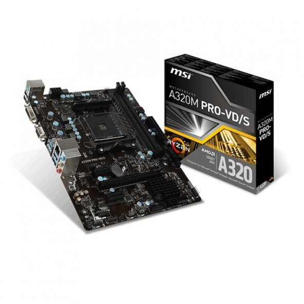 MSI AM4 A320 DDR4 A320M Pro-VD/S 4x Sata DVI AMD Ryzen Graphics 3x (PCIe) mATX