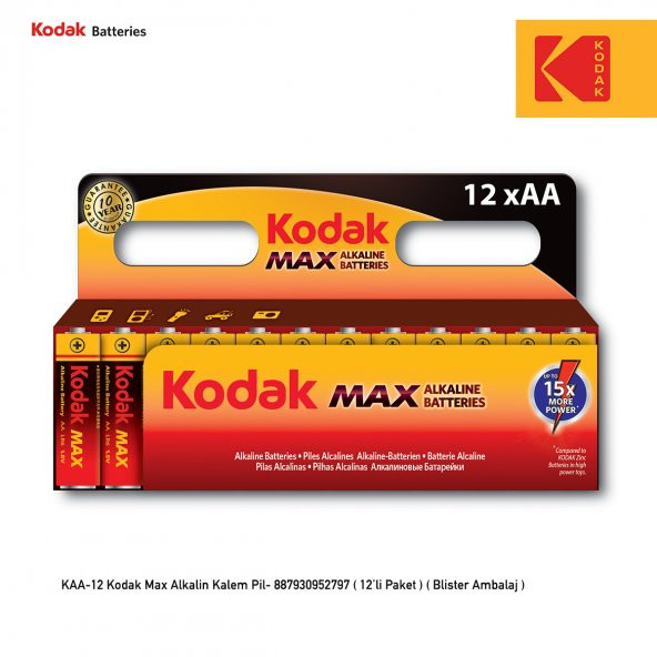 Kodak Max Alkalin Kalem Pil - 12 Adet Fiyat Avantajlı Paket