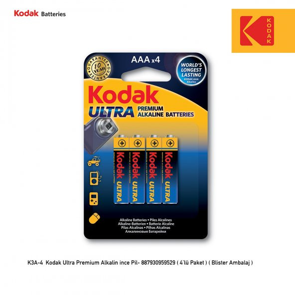 Kodak Ultra Premium Alkalin ince Pil - 4 Adet