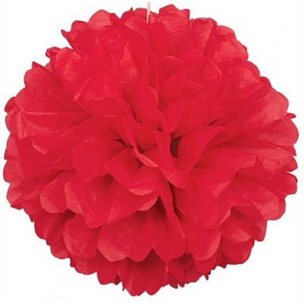 Beysüs 1 Adet Kırmızı Renk Pelur Kağıt Ponpon Çiçek 25 Cm Asma Sü