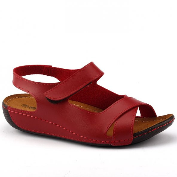 Muya 22273 Kırmızı Günlük Ortopedik Bayan Sandalet Ayakkabı