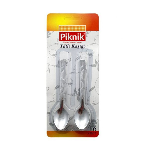 Piknik mutfak gereçleri metal tatlı kaşığı 6lı 195-p