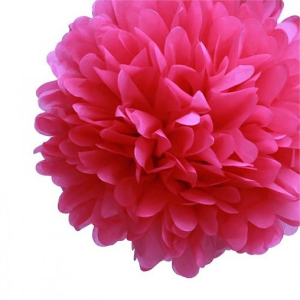 Beysüs 35 Cm Şeker Pembesi Renk Pelur Kağıt Ponpon Çiçek Asma Süs