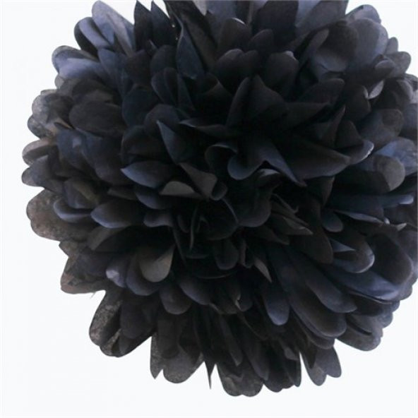 Beysüs 35 Cm Siyah Renk Pelur Kağıt Ponpon Çiçek Asma Süs 1 Adet