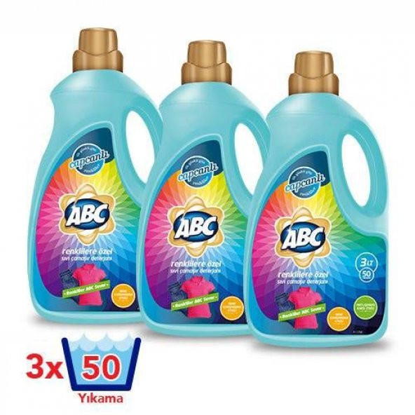 ABC 3 lt Sıvı Çamaşır Deterjanı Renkliler x 3 Adet