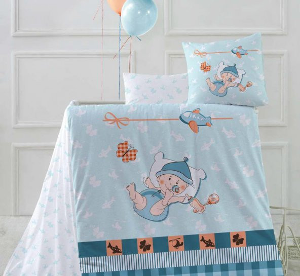 Kristal Bebek Nevresim Takımı Hug Me Mavi