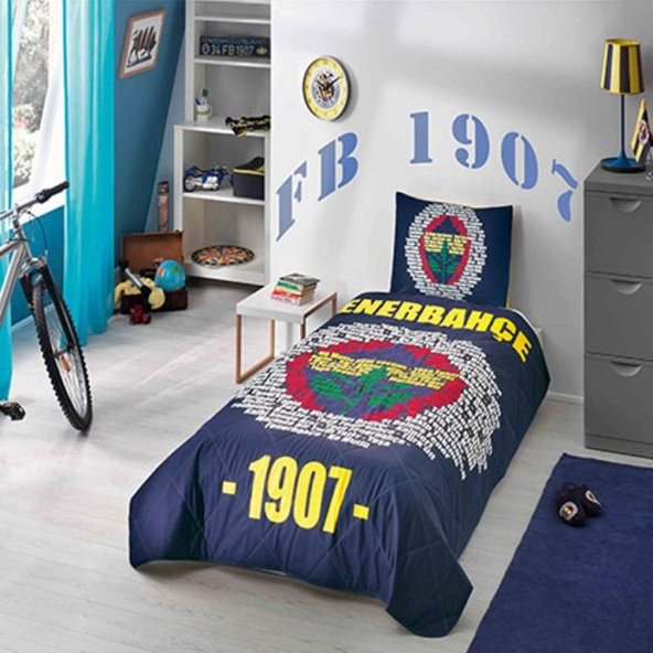 Taç Lisanslı Fenerbahçe Marşlı Logo Yatak Örtüsü Seti