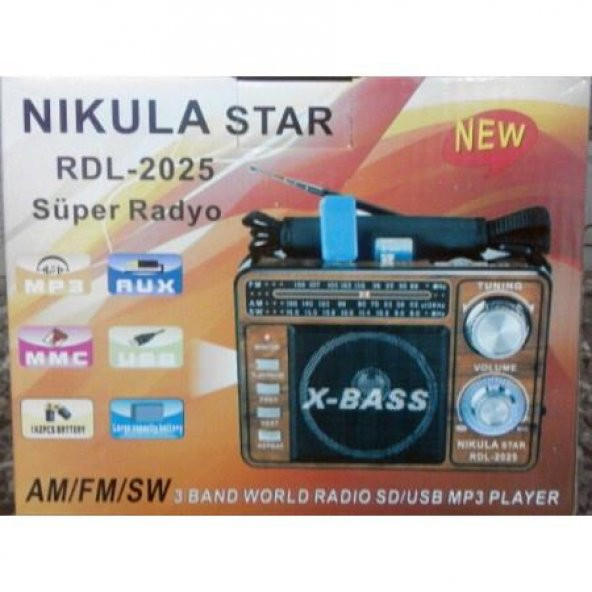 Nikula Star Şarjlı Radyo Müzik Çalar USB TF AUX RDL-2025 - 8
