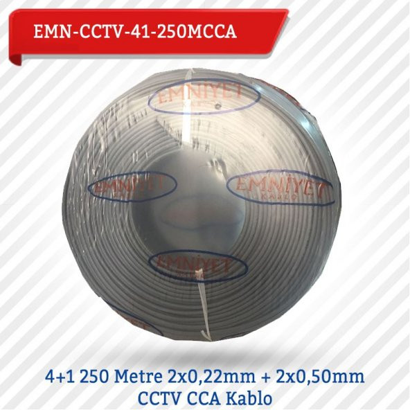 EMNIYET 4+1 250 Metre 2x0,22mm + 2x0,50mm CCTV CCA Kablo EMN-CCTV-41-250MCC