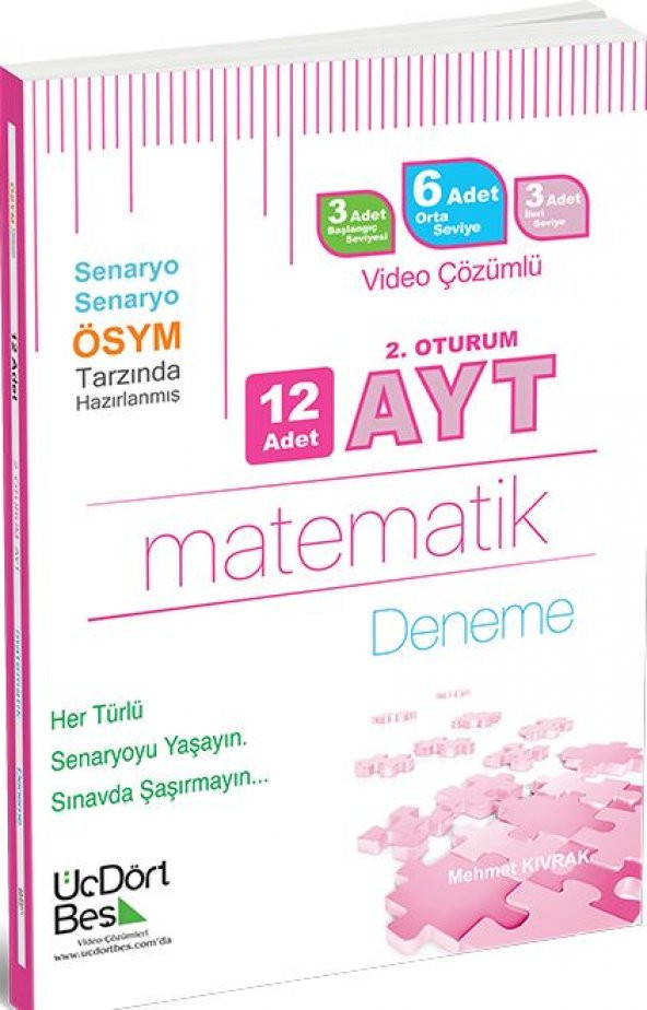 ÜçDörtBeş Yayınları AYT Matematik Deneme 12 Adet