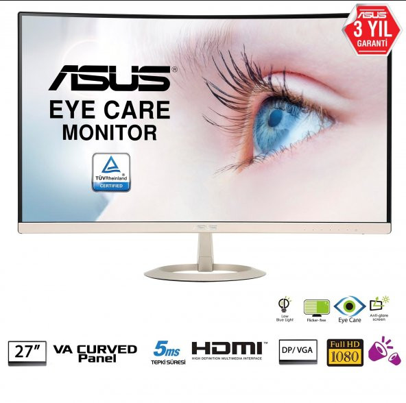 27 ASUS VZ27VQ FHD IPS 5MS HDMI/DP CURVED Eye Care - 1