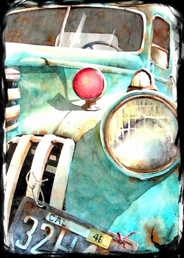 Klasik araba Ahşap Eskitme Tablo Ev,cafe,ofis dekorasyonu