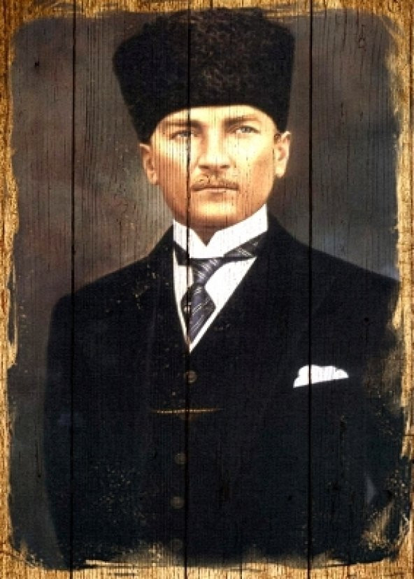 Atatürk Ahşap Eskitme Tablo Ev,cafe,ofis dekorasyonu