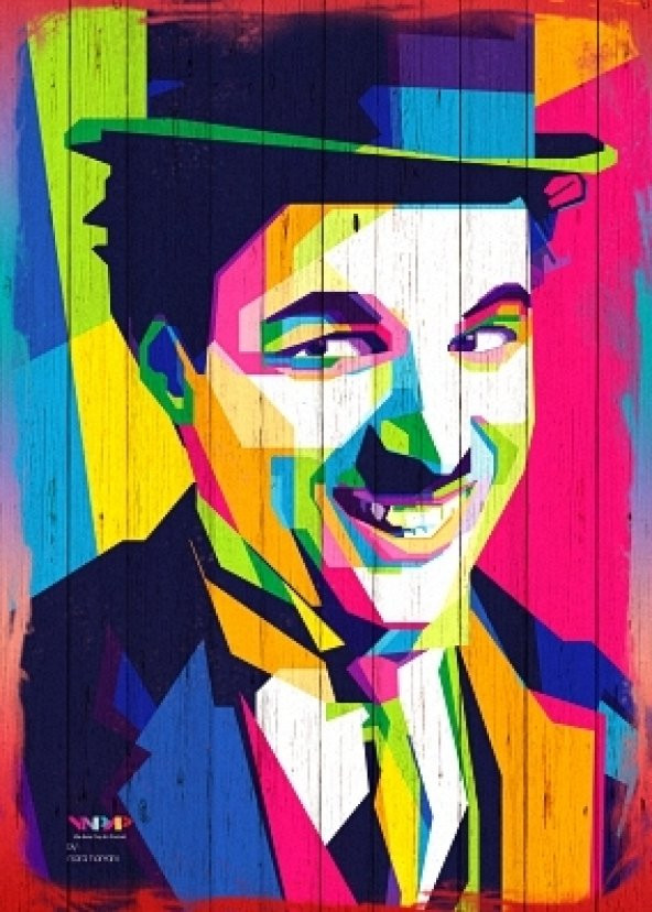 Charlie Chaplin Ahşap Eskitme Tablo Ev,cafe,ofis dekorasyonu